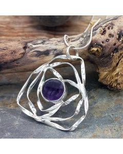Amethyst Sterling Silver Squiggle Pendant