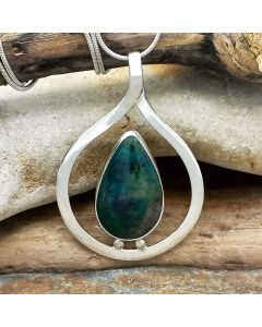 Chrysocolla Teardrop Sterling Silver Pendant