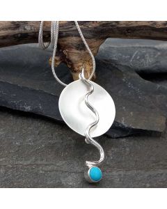 Turquoise Flame Sterling Silver Pendant