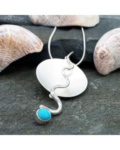 Unusual Sterling Silver Pendant with Turquoise Stone