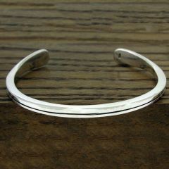 Lined Torque Sterling Silver Bracelet
