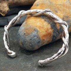 Handmade unusual chunky silver torque