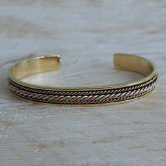Copper, brass, silver cuff bracelet