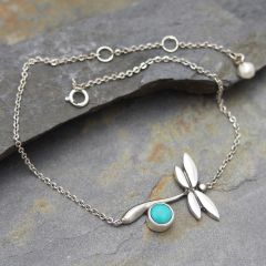 Handmade Sterling Silver Bracelet with Dragonfly