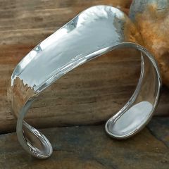 Wide Wave Silver Cuff