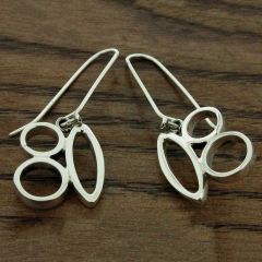 Oval Circles Sterling Silver Earrings