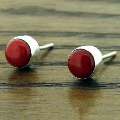 Coral Sterling Silver Studs