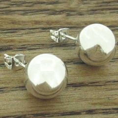 Polished Sterling Silver Ball Stud Earrings