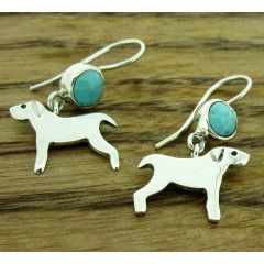 Dog with Turquoise Silver Earrings