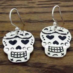 Day of the Dead Candy Skulls with Hearts Earrings