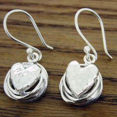 Knotted Heart  Sterling Silver Earrings