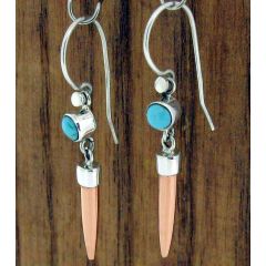 Turquoise Aguja Silver & Copper Earrings