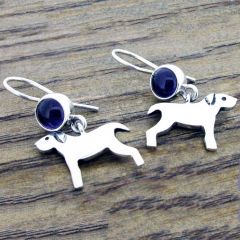 Dog with Amethyst Sterling Silver Earrings