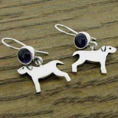 Dog with Amethyst Sterling Silver Earrings