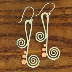 Copper & Silver Spiral Music Note Earrings