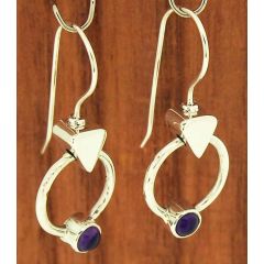 Amethyst Circle Silver Earrings