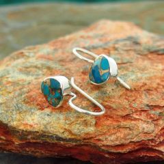 Turquoise & Bronze Silver Drop Earrings