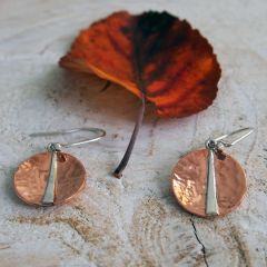 Handmade Copper Earrings with Silver
