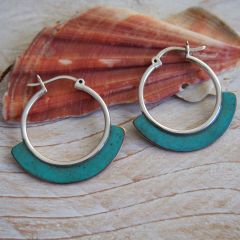 Patina Half Moon Copper & Sterling Silver Hoops