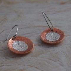Unsual Silver and Copper Circle Earrings