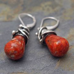 Handmade Silver Earrings with Coral