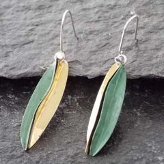 Patina & Copper Leaf Sterling Silver Earrings