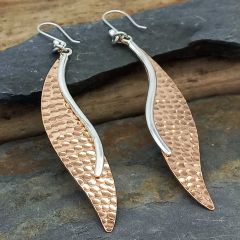 Unusual sterling silver copper earrings