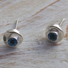 Blue Topaz Sterling Silver Stud Earrings