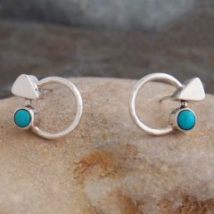 Turquoise Circle Sterling Silver Stud Earrings