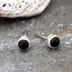 Black Onyx Silver Stud Earrings
