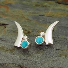 Turquoise Cuernito Sterling Silver Stud Earrings