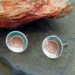 Copper Sunset Sterling Silver Stud Earrings