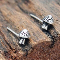 Handmade Silver Mushroom Studs