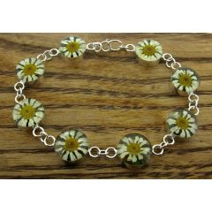 Circle Daisy Silver Flower Bracelet