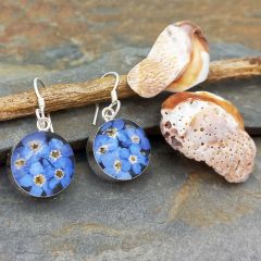 Sterling Silver Pressed Forget-me-not Earrings