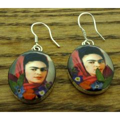 Frida Kahlo with Headscarf Silver Earrings