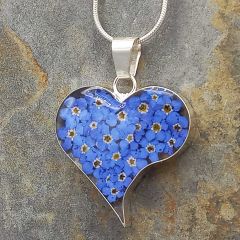 Heart Forget-me-not Sterling Silver Pendant