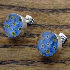 Handmade Silver Studs with Forget-me-nots