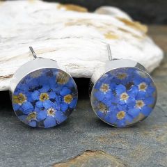 Handmade Sterling Silver Studs with real flowers