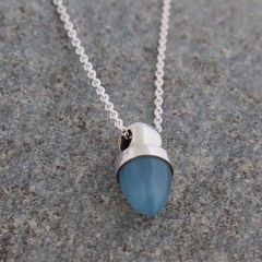 Chalcedony Acorn Sterling Silver Necklace