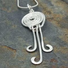 Spiral Curved Drop Sterling Silver Pendant