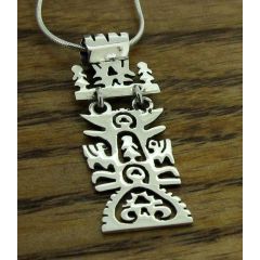 Rectangular Handmade Tree of Life Silver Pendant