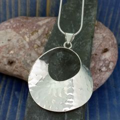 Hammered Circle Sterling Silver Necklace
