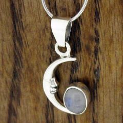 Moonstone Moon Silver Pendant
