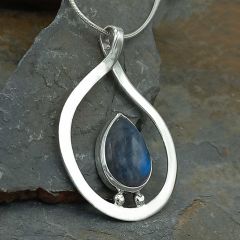 Handmade Labradorite Teardrop Sterling Silver Pendant