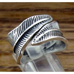 Curled Feather Silver Ring