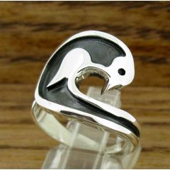 Oxidised Bird Silver Ring