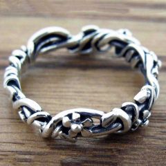 Handmade Silver twisting flower ring