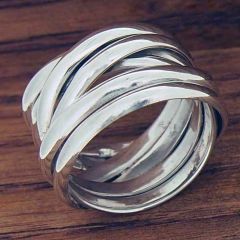 Polished Strands Silver Ring