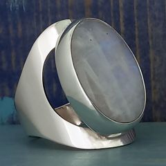 Unusual Moonstone Silver Ring